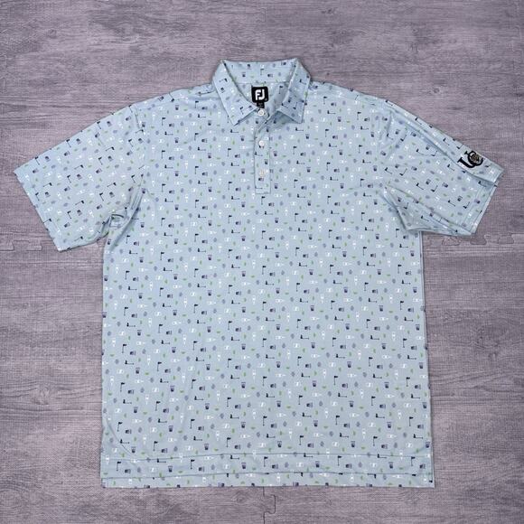 FootJoy University Club Baton Rouge Men's Sz XL Blue AOP Golf Polo Shirt PREPPY - Picture 5 of 13
